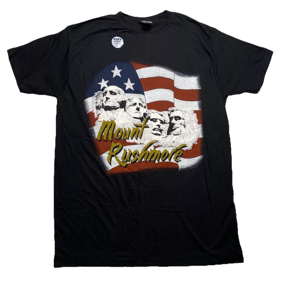 Mount Rushmore Push Print Men's XL Vintage T-Shirt USA Flag NWT